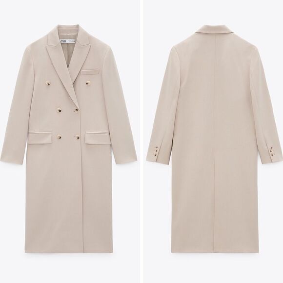 ZARA DOUBLE-BREASTED COAT LIMITED EDITION SAND LINED - Picture 3 of 8